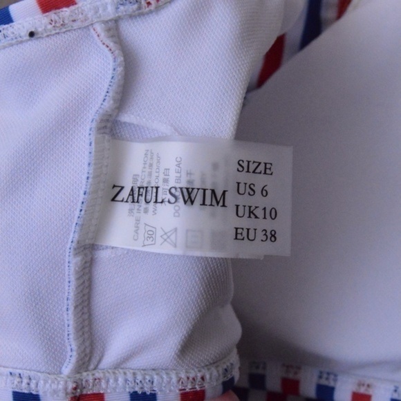 ZAFUL Swim Red/White/Blue Striped Racerback Swim Top, Size 6 - Picture 4 of 4